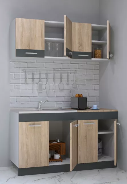 Set bucatarie PAL Sarona, 140 cm, sonoma/antracit