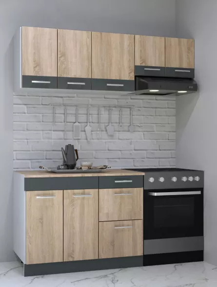 Set bucatarie PAL Sarona, 160 cm, corp hota, sonoma/antracit