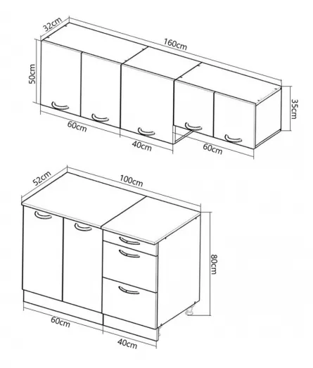 Set bucatarie PAL Sarona, 160 cm, corp hota, sonoma/antracit