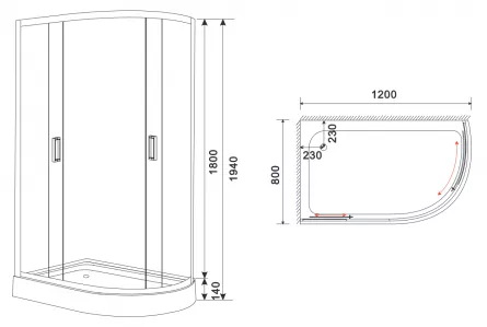 Set cabina de dus model 18G0017, dimensiuni 120 x 80 x 195 cm