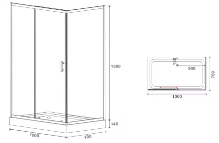 Set cabina de dus model 61008, dimensiune 100 x 70 x 195 cm