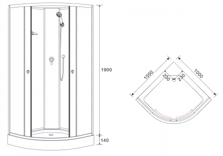 Set cabina de dus model 62058, dimensiuni 100 x 100 x 195 cm