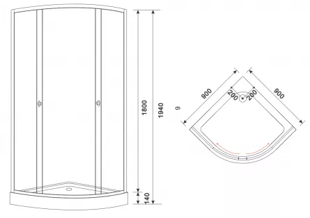 Set cabina de dus, model 62108, dimensiune 90 x 90 x 195 cm