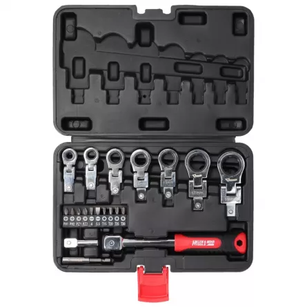 Set chei unghiulare cu clichet DEDRA 17L5001 6&ndash;19 mm CrV, 20 buc