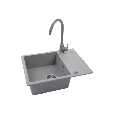 Set chiuveta de granit si baterie, Kuchinox Bon S49B513Y, culoare gri