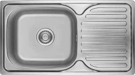 Set chiuveta de inox Orion, finisaj crom, dimensiune 76 x 42 cm + baterie