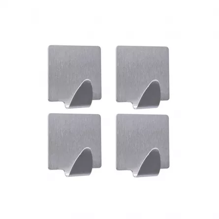 Set cuier patrat 4 buc, inox, fixare prin lipire, AWD02091329