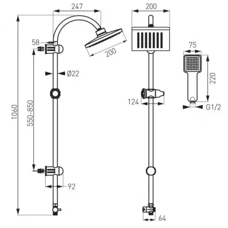 Set de dus dual Ferro Squerto NP22, FerroEasyClean, crom