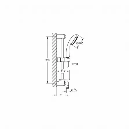 Set de dus Grohe New Tempesta 100, 3 functii, cu bara si etajera EasyReach Set de dus Grohe New Tempesta 100, 3 functii, cu bara si etajera EasyReach