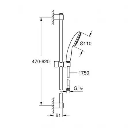 Set de dus Grohe New Tempesta 110, montaj pe perete, crom lucios Set de dus Grohe New Tempesta 110, montaj pe perete, crom lucios