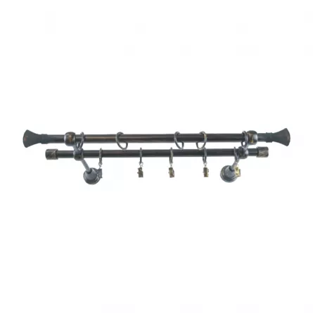 Set galerie metalica 16 mm dubla 300 cm negru auriu