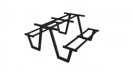Set gradina masa + banci, cadru metalic, lemn termotratat