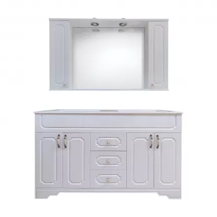 Set mobilier baie Rustik Antik 1200, dimensiune 28 x 120 cm, culoare alba