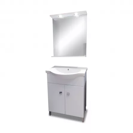 Set mobilier de baie, Smart 809 si oglinda 906, 65 cm, culoare alba