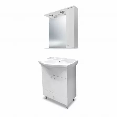 Set mobilier pentru baie Eco alb, cu doua usi si un sertar, latime 65 cm