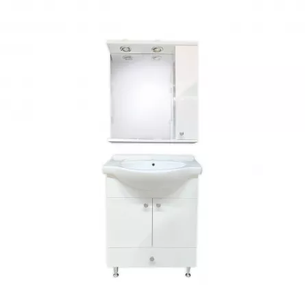 Set mobilier pentru baie Eco alb, cu doua usi si un sertar, latime 65 cm
