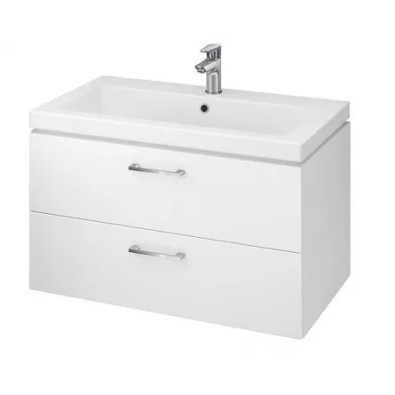 Set mobilier suspendat Cersanit Lara, lavoar Como 80 cm, alb