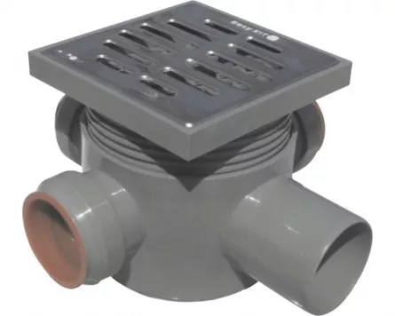 Sifon Valrom pentru pardoseala 3in D40-1out D50 H80 si gratar inox culoare gri
