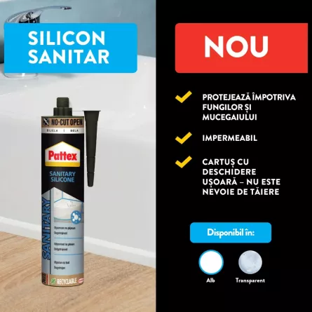 Silicon sanitar, Pattex, alb, ambalare 280 ml