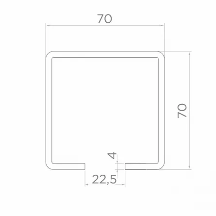 Sina din otel pentru porti culisante FF 60.070, 70x70 mm, lungime 6 m