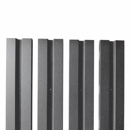 Sipca pentru gard model V1 marca Rufster, grosime 0,50 mm, finisaj mat structurat, culoare neagra RAL 9005 MS M2P3 vopsita pe ambele parti, lungime variabila