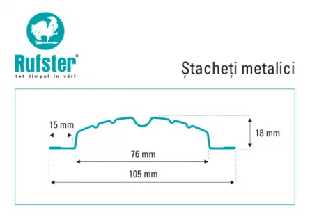Sipca pentru gard Rufster grosime 0.40 mm finisaj Stejar Auriu inaltime 1.2 m