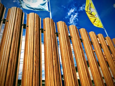 Огороджувальна планка Rufster, товщина 0,45 мм, покриття золотий дуб, змінна висота