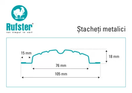 Sipca pentru gard Rufster grosime 0.45 mm finisaj maro lucios RAL 8017 pe ambele fete inaltime 1.2 m