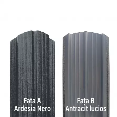 Sipca pentru gard Rufster grosime 0.50 mm, culoare lemn negru, finisaj Ardesia Nero, vopsita pe ambele fete, inaltime 1 m