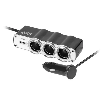 Splitter bricheta auto cu 3 prize si USB