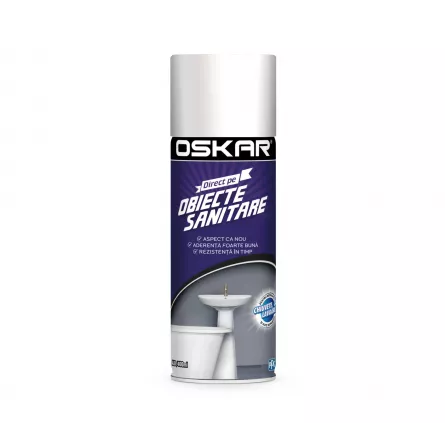 Spray cu vopsea, Oskar Direct pe obiecte sanitare, culoare alba, 400 ml