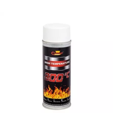 Spray cu vopsea pentru temperaturi inalte, culoare alb lucios, RAL 9003, ambalare 400 ml