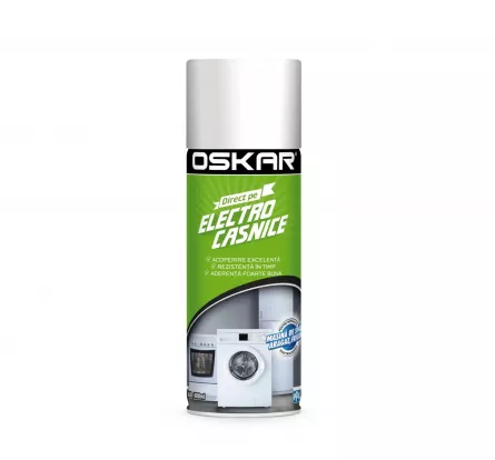 Spray vopsea, Oskar, aplicare direct pe electrocasnice, culoare alba, ambalare 400 ml