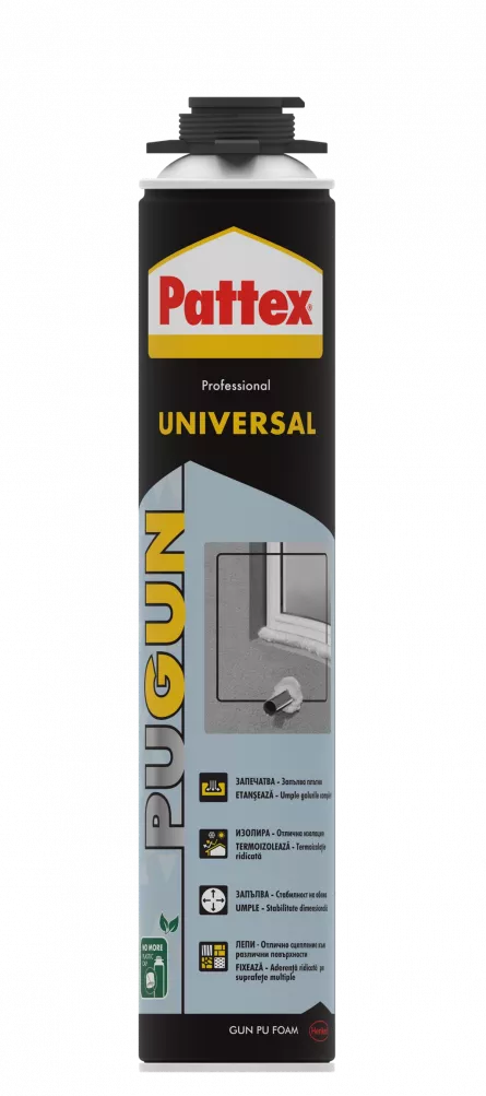 Spumă poliuretanică Pattex Fix & Fill, aplicare cu pistol, 700 ml
