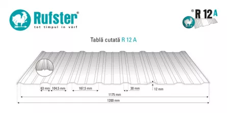 Tabla cutata Rufster R12A Extra 0,55 mm grosime 3005 MPR visiniu super-poliester 1 m