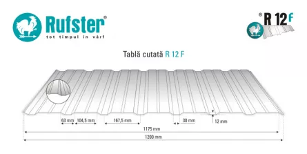 Tabla cutata Rufster R12F Premium 0,5 mm grosime 8017 maro 1 m