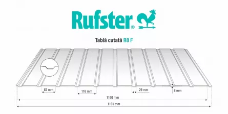 Tabla cutata Rufster R8F Eco 0,45 mm grosime 3011MS rosu mat structurat