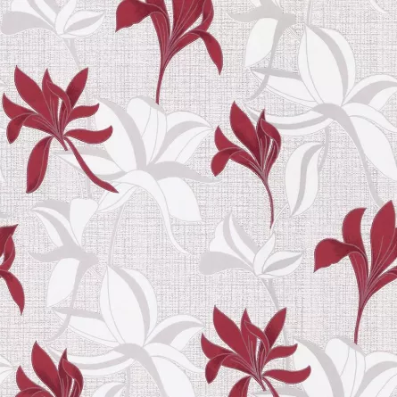 Tapet floral, alb, unt, visiniu, cu sclipici, dormitor, Luna II, 1000x53cm