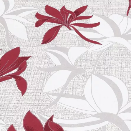 Tapet floral, alb, unt, visiniu, cu sclipici, dormitor, Luna II, 1000x53cm