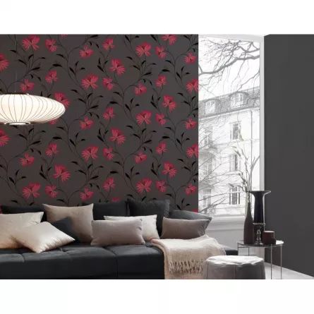 Tapet SN Deco  957202  dimensiune 1000x53 cm model Floral culoare negru, rosu