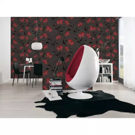 Tapet SN Deco  957202  dimensiune 1000x53 cm model Floral culoare negru, rosu