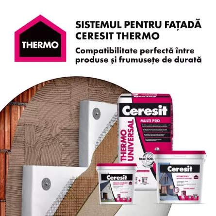 Tencuiala decorativa cu silicon Ceresit Hydro Flex, aspect praf de piatra, granulatie 1.5 mm, interior-exterior, Andalusia2, 25 kg