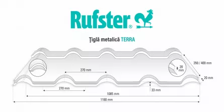 Tigla metalica Rufster Terra Eco 0,45 mm grosime 7024 gri-grafit 2.22 m