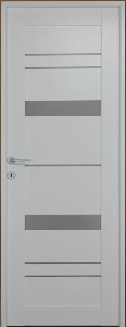 Usa de interior din MDF, reversibila, alba, model Amyra, cu geam, dimensiuni 88 x 203 cm Usa de interior din MDF, reversibila, alba, model Amyra, cu geam, dimensiuni 88 x 203 cm