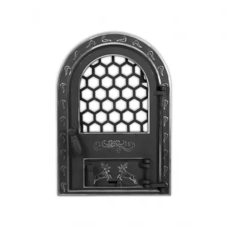 Usa mare pentru semineu&soba model Cerbi + fagure culoare negru 676843