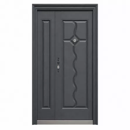 Usa metalica dubla 002, deschidere dreapta, dimensiune 120 x 205 cm, grosime 7 cm, culoare gri antracit