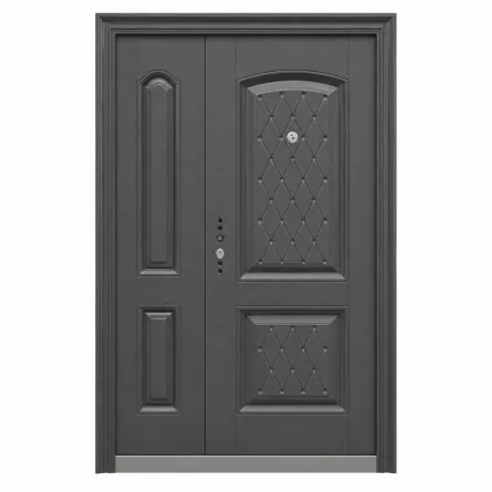 Usa metalica dubla 005, deschidere dreapta, dimensiune 140 x 205 cm, grosime 7 cm, culoare gri antracit