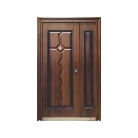 Usa metalica dubla 002, deschidere stanga, dimensiune 120 x 205 cm, grosime 7 cm, culoare stejar auriu