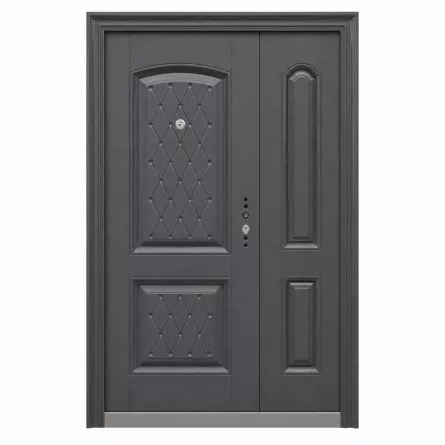 Usa metalica dubla 005, deschidere stanga, dimensiune 140 x 205 cm, grosime 7 cm, culoare gri antracit