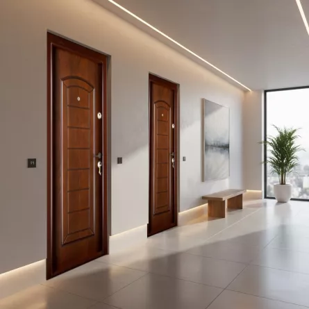 Usa metalica PR.1 154 stanga nuc dimensiune 200x88 cm grosime 68 mm culoare nuc